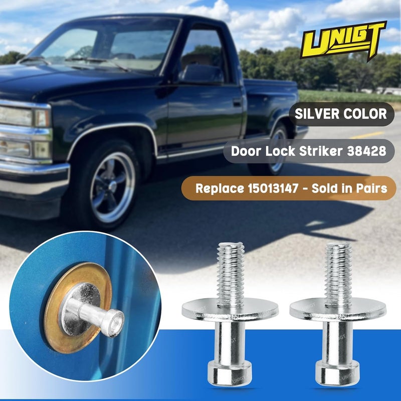 UNIGT Door Lock Striker 38428 Compatible with 1985-2002 Chevrolet K1500 K2500 K3500 GMC C1500 C2500 C3500 Yukon Truck Door Latch Bolt Pin Replace 15013147 - Sold in Pairs - Image 2